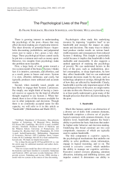 The Psychological Lives of the Poor