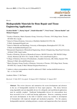 Biodegradable Materials for Bone Repair and Tissue Engineering