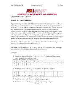 Chapter 16 Vector Calculus Section 16.1 Direction Fields