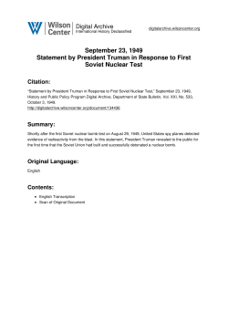 September 23, 1949 Statement by President Truman in Response to