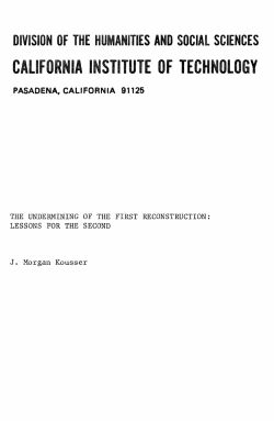 The undermining of the first reconstruction: lessons for the second