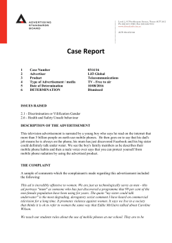 Case Report - Advertising Standards Bureau