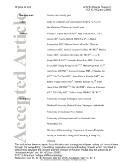 Study for Updated Gout Classification Criteria (SUGAR