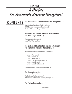 A Mandate for Sustainable Resource Management