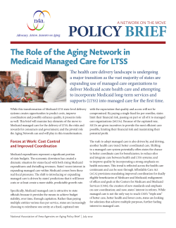 The Role of the Aging Network in Medicaid Managed Care for LTSS