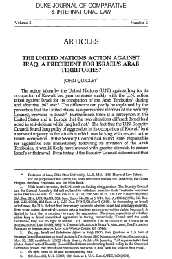 The United Nations Action against Iraq: A Precedent for Israel`s Arab