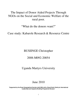 The Impact of Donor Aided Projects Through NGOs