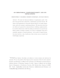 ON BEHAVIORAL COMPLEMENTARITY AND ITS IMPLICATIONS