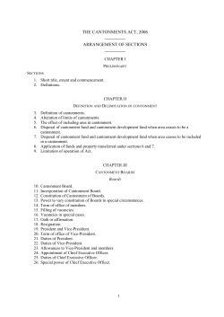 The Cantonments Act, 2006 - Ministry of Law and Justice