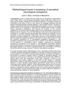 Methodological issues in assessing L2 perceptual phonological
