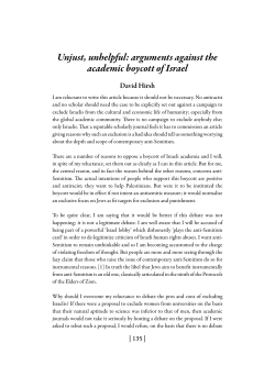 Unjust, unhelpful: arguments against the academic boycott of Israel