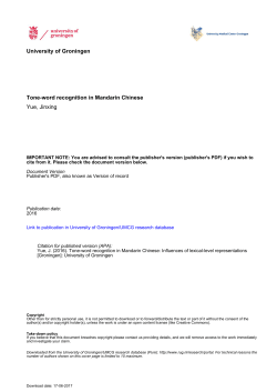 University of Groningen Tone-word recognition in Mandarin