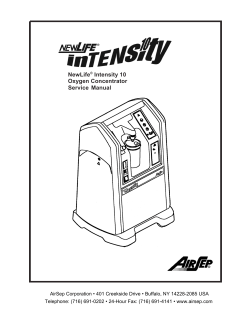 NewLife&reg; Intensity 10 Oxygen Concentrator Service Manual