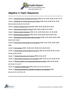 Algebra 2 Topic Sequence