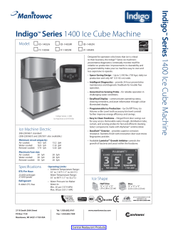 Manitowoc Indigo Series 1400 Pound Ice Cube Machine Spec Sheet