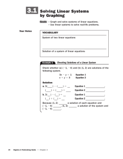 Solving Linear Systems by Graphing