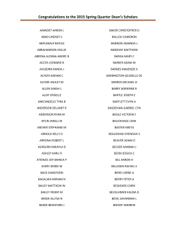 Congratulations to the 2015 Spring Quarter Dean`s Scholars