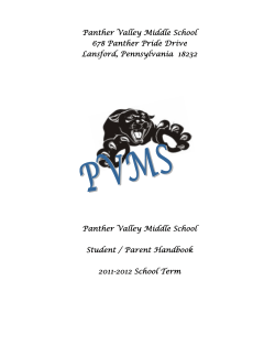 Superintendent`s Message - Panther Valley Middle School