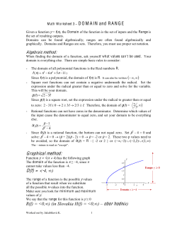Domain and Range Worksheet