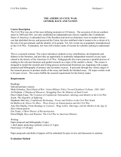 THE AMERICAN CIVIL WAR: GENDER, RACE AND NATION