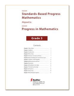 Standards-Based Progress Mathematics Progress in Mathematics