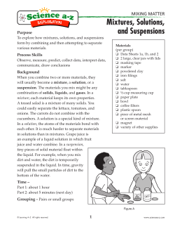 Mixtures, Solutions, and Suspensions