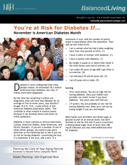 You`re at Risk for Diabetes If... November is American Diabetes Month