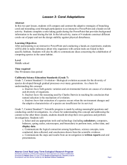 Lesson 3 Coral Adaptations