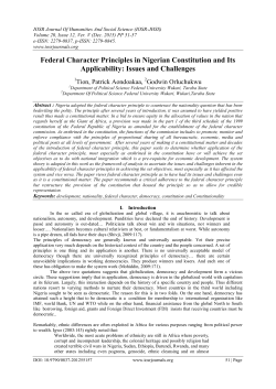 Federal Character Principles in Nigerian Constitution and Its