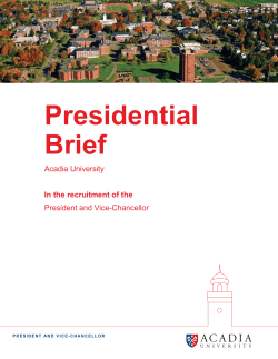Presidential Brief - President and Vice-Chancellor Search