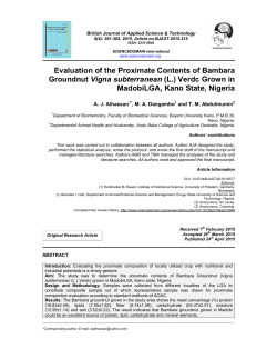 Evaluation of the Proximate Contents of Bambara Groundnut Vigna