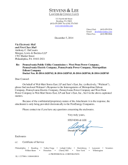 Certificate of Service - Pennsylvania Public Utility Commission