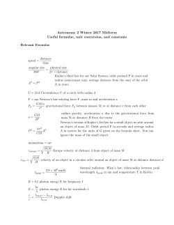 Astronomy 2 Winter 2017 Midterm Useful formulae, unit conversion