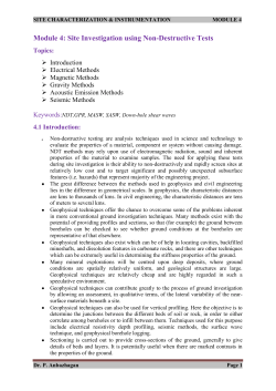 Module 4: Site Investigation using Non-Destructive Tests
