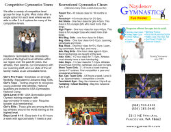 Competitive Gymnastics Teams Recreational Gymnastics Classes
