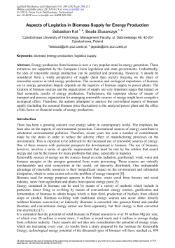 Aspects of Logistics in Biomass Supply for Energy Production