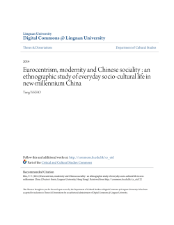 Eurocentrism, modernity and Chinese sociality