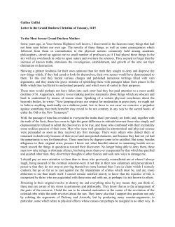 Galileo Galilei Letter to the Grand Duchess Christina of