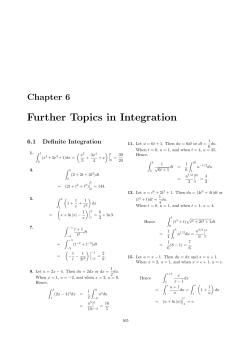 Further Topics in Integration
