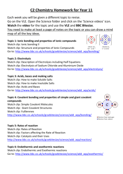 C2 Chemistry Homework for Year 11