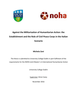 the Establishment and the Role of Civil Peace Corps in the Italian