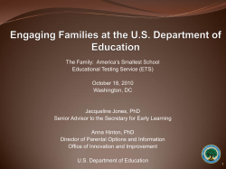 The Family: America`s Smallest School Educational Testing Service
