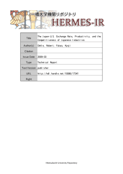 Title The Japan-U.S. Exchange Rate, Productivity, and the