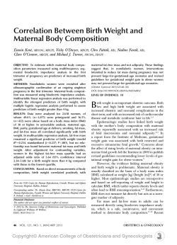 Correlation Between Birth Weight and Maternal Body Composition