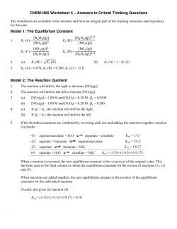 CHEM1405 Worksheet 5 – Answers to Critical Thinking Questions