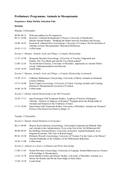 preliminary programme Animals in Mesopotamia