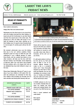 KISU Primary Newsletter Issue No 309