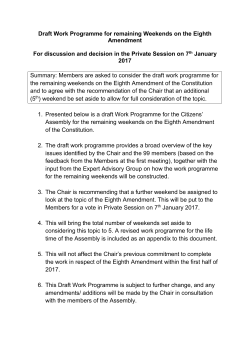Draft Work Programme for remaining Weekends on the Eighth