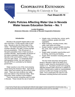 Public Policies Affecting Water Use in Nevada Water Issues