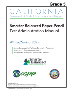 CAASPP Smarter Balanced Paper-Pencil Test Administration